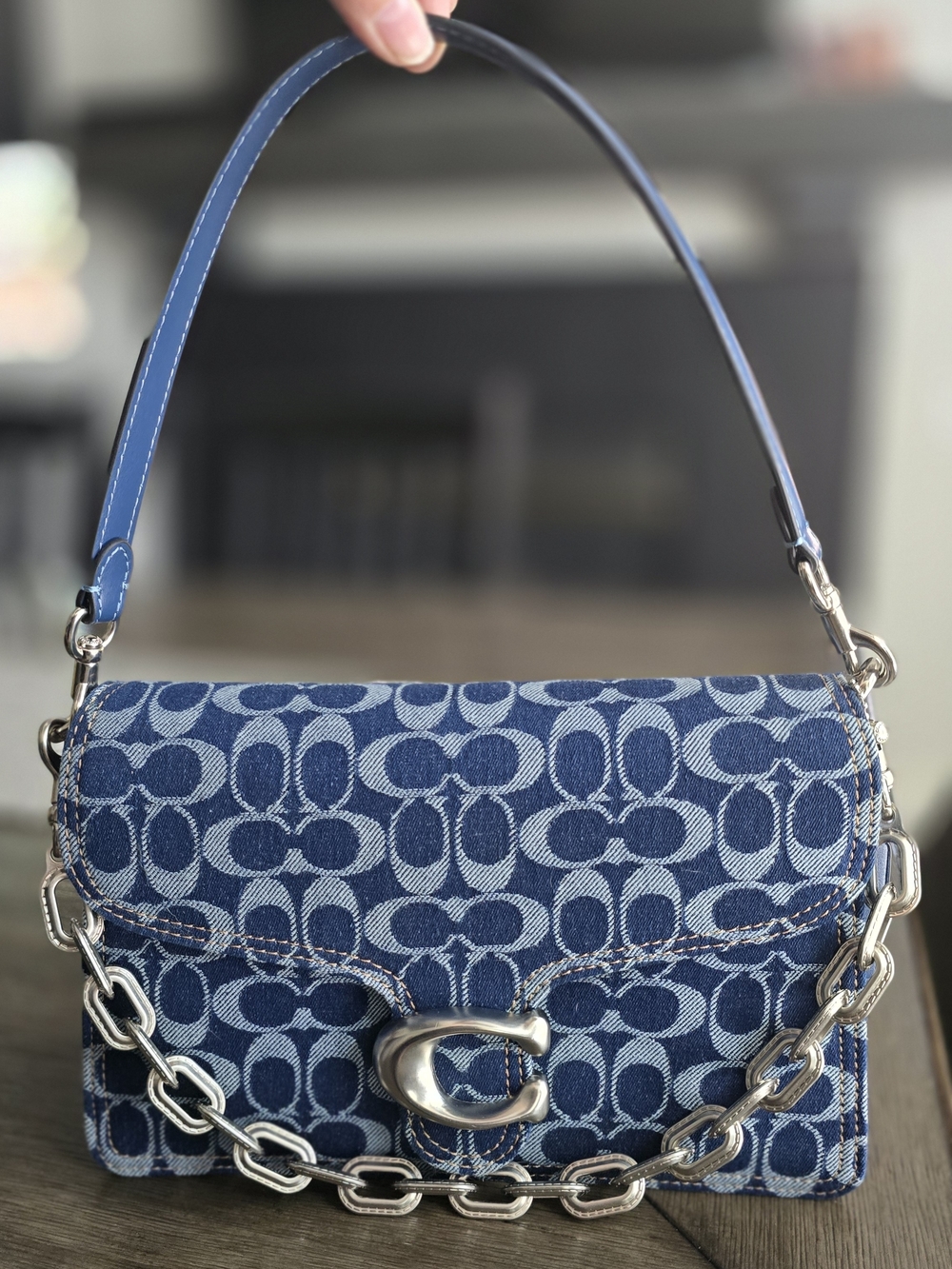Coach Denim Tabby with Silver Chain - Picture 6 of 6